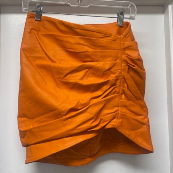 Camila Coelho Clementine Leather Skirt Orange - Picture 5 of 13